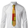 thumbnail image 5 of Zufioo Colorful Plastic Blocks Pattern Print Men's Silk Tie, Business Suit Tie - Anti-floating Buckle Design, Clothing Accessories Suitable for Business, Daily Life, Banquets, 5 of 7