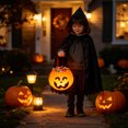 thumbnail image 3 of Light Up Pumpkin Candy Pail LED Trick Or Treat Bucket Portable Halloween Candy Holder For Halloween Party Front Door Decor, 3 of 4