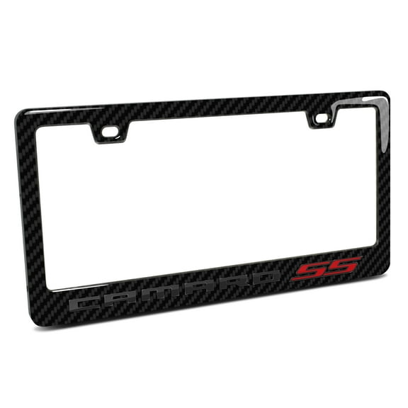 Chevrolet Camaro SS in 3D Dark Gray on Real Carbon Fiber ABS Plastic License Plate Frame