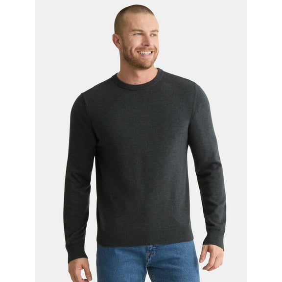 George Men's and Big Men's Cotton Blend Crewneck Sweater, Lightweight, Sizes XS-3XL