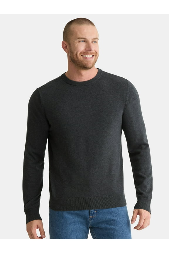 Men's and Big Men's Cotton Blend Crewneck Sweater, Lightweight, Sizes XS-3XL