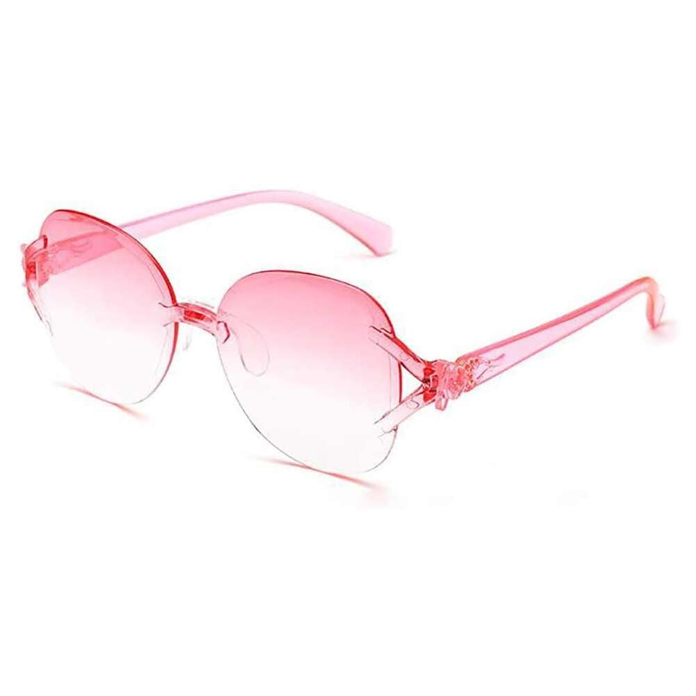 Oversized Square Sunglasses for Women Rimless Frame Candy Color Transparent Glasses 