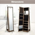 thumbnail image 3 of Costway Mirrored Jewelry Cabinet Armoire Lockable Standing Storage Organizer with Shelf Brown, 3 of 10