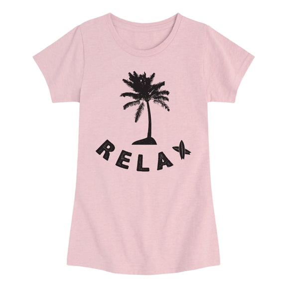 Instant Message - Relax Palm Tree Fitted Short Sleeve Graphic T-Shirt