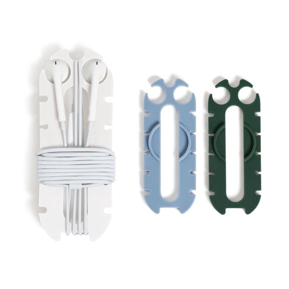U Brands 3 Count Silicone Cord Caterpillars for Chargers and Tech Accessories, Green/Blue/Cream