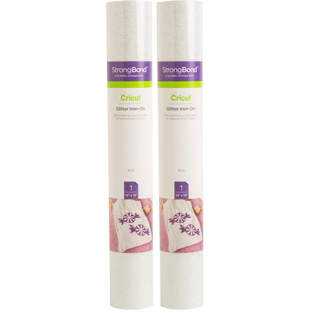 Plancha blanca con purpurina de vinilo para transferencia de calor Cricut, paquete de 3