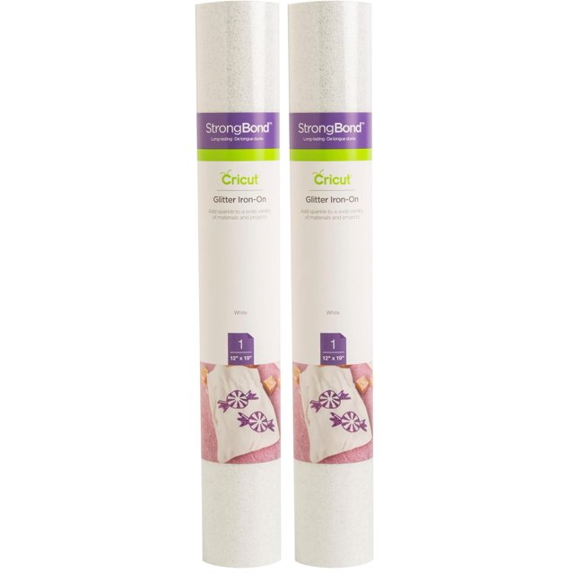 Plancha blanca con purpurina de vinilo para transferencia de calor Cricut, paquete de 3