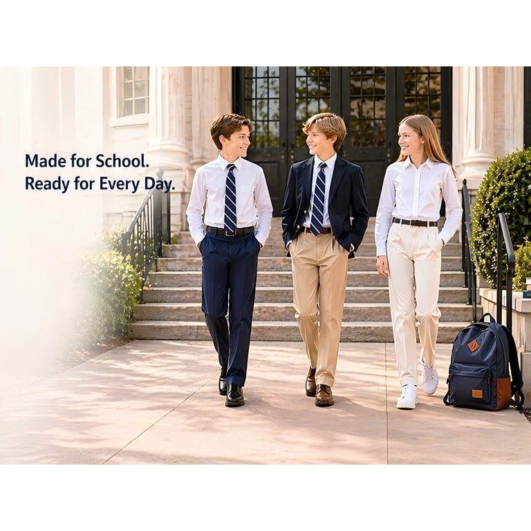 HILEELANG Kids Straight-Leg Chino Pants School Uniform photo 7