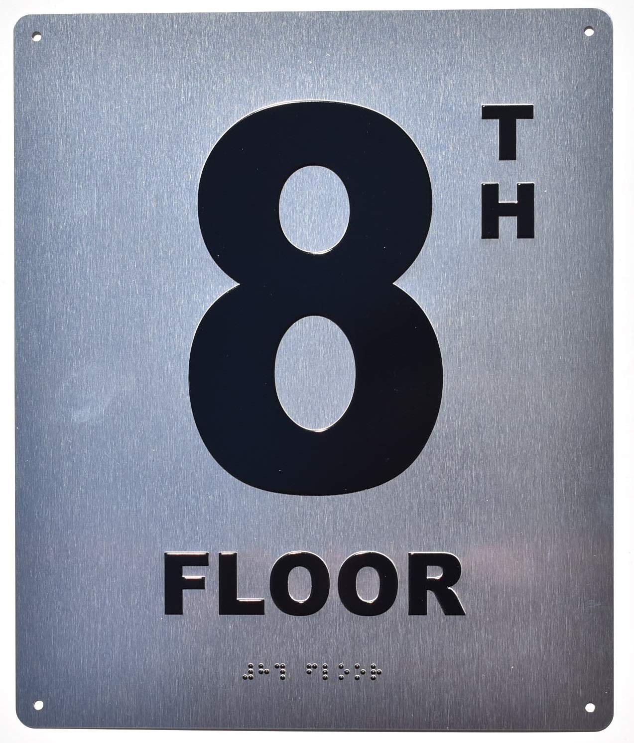 8TH Floor Sign- Floor Number Sign- Tactile Touch Braille Sign (Aluminum ...