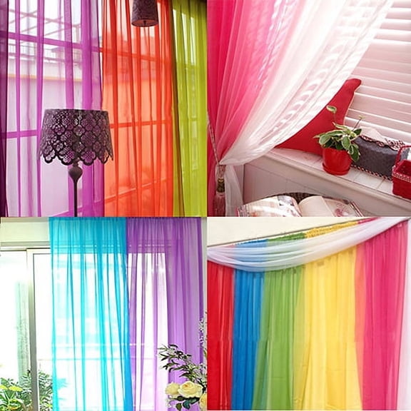 Ayyufe Lightweight Gauzy Valances Door Window Curtain Drape Sheer Home Wedding Decor