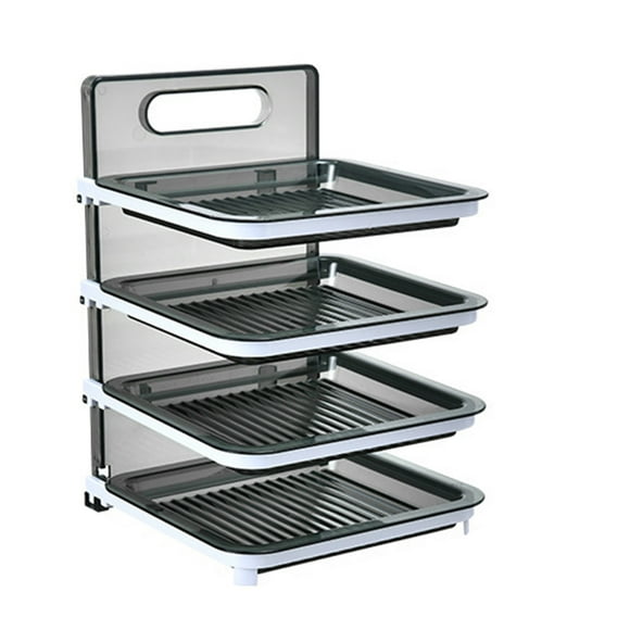 Wall Mounted Food Sorting Tray 4 Layers Storage Tray Collapsible Side Dish Stacking Storage for Hotpot Kitchen