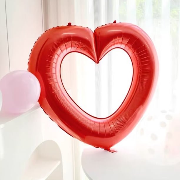 Globo de corazón hueco grande de 83 cm | Decoración de fiesta de papel de aluminio | Rojo brillante, rosa, dorado y plateado | Cadena de globos conectable | Accesorio fotográfico para cumpleaños y