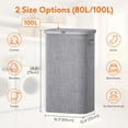 thumbnail image 4 of Cesto de ropa Lifewit de 100 litros con tapa y bolsa extraíble, color gris claro, 4 of 9