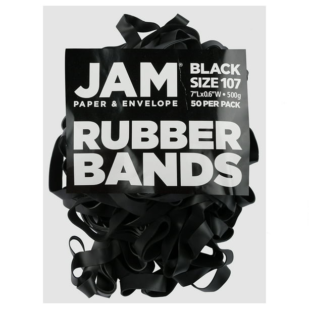 JAM Colorful Rubber Bands, Size 107, Black, 100/Pack