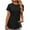 Black, variant on Women's Solid Color Round Neck Split Short Sleeve Loose T-Shirt, Comfortable and Stylish Casual Top, Perfect for Summer, Relaxing, Daily Wear, and Casual Outings, Versatile Loose-Fit Design