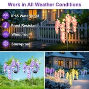 Qoosea Solar Flowers Lights Outdoor Decorations, Garden Light Waterproof for Outside Yard Decor Led Plant Lamp Patio Lawn Grave Backyard Pathway Decorative 2 pack Purple