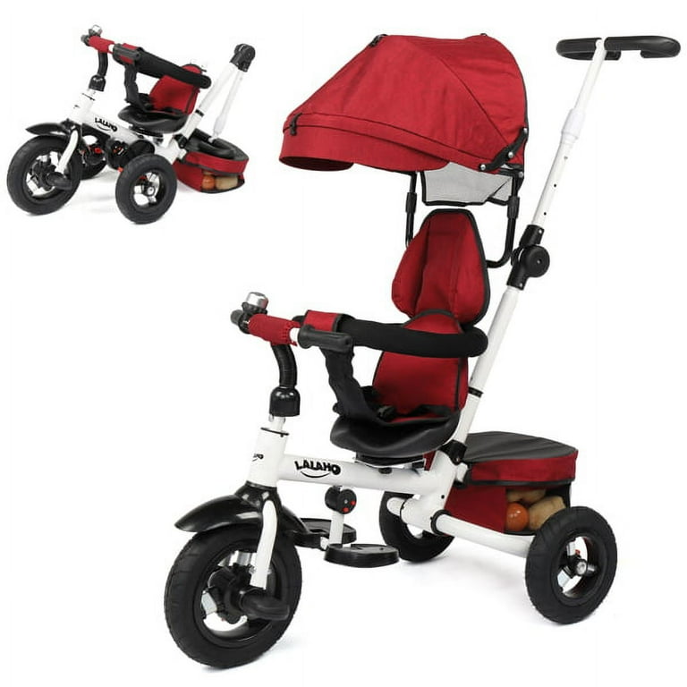 LALAHO Kids Tricycle Trike for Toddlers Age 1 5 Tricycle with Push Handle for Kids Boy Girl Outdoor Toy Bike All Terrain Rubber Wheel Reversible