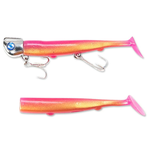 Señuelo de pesca de 110mm/35g, anzuelo de cabeza de plomo, cebo, Wobblers de cola en T para mar (estilo C) Tmvgtek Para Estrenar