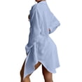 thumbnail image 5 of JGGSPWM Split Side Down Collar Button Long Sleeve Cardigan Shirt Blouses Skirt Beach Bathing Suit Swim Coverup Blue L, 5 of 5