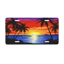 KAKALAD Blossom Floral Palm Trees At Sunset 01 Aluminum Universal Car Vehicles License Plate 6" x 12" (4 Holes)