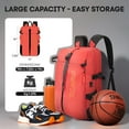 thumbnail image 5 of Sports Backpack with Ball Holder & Separate Shoe Bag,Multifunctional Waterproof Basketball Soccer Bag Outdoor Travel Backpack for Men Women,Orange, 5 of 7