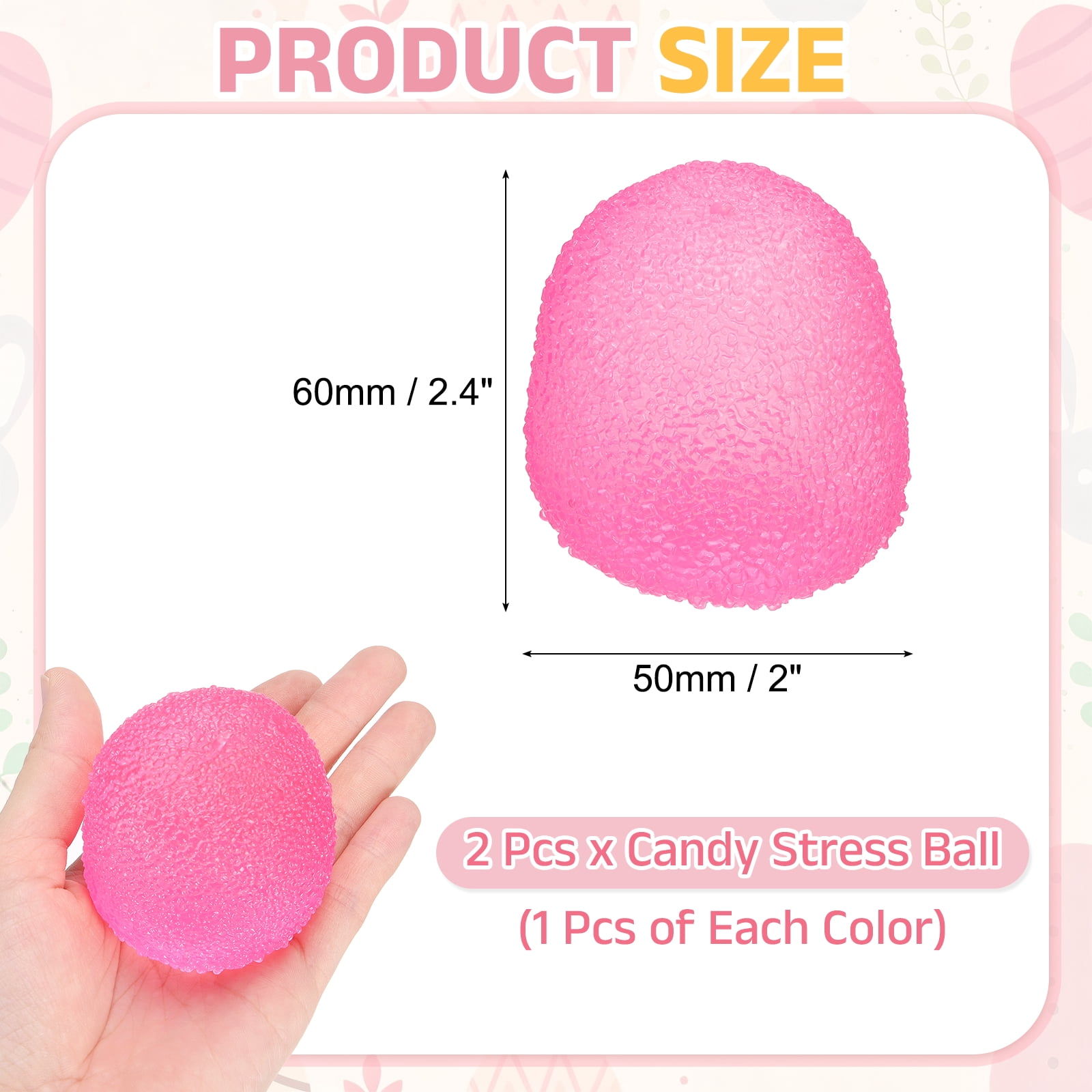 Uxcell Candy Stress Ball, Soft & Cute Fidget Toy 2 Inch (50mm) Stress Release Squeeze Ball