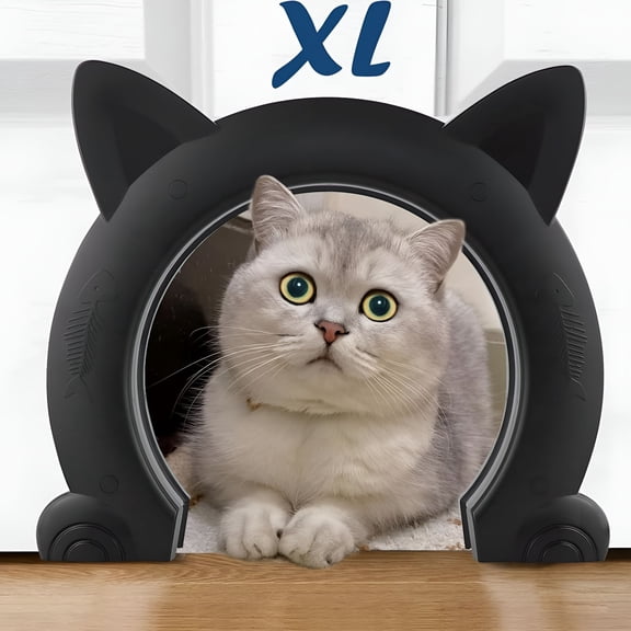 SELIVO XL Indoor Cat Door for Interior Doors, Large Pet Door for Cats Kitties and Small Dogs, Black