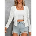 thumbnail image 4 of Women'S Long Sleeve V-Neck Knitted Cardigan Jacket Buttonless Knitted Shawl Sweater White L, 4 of 8