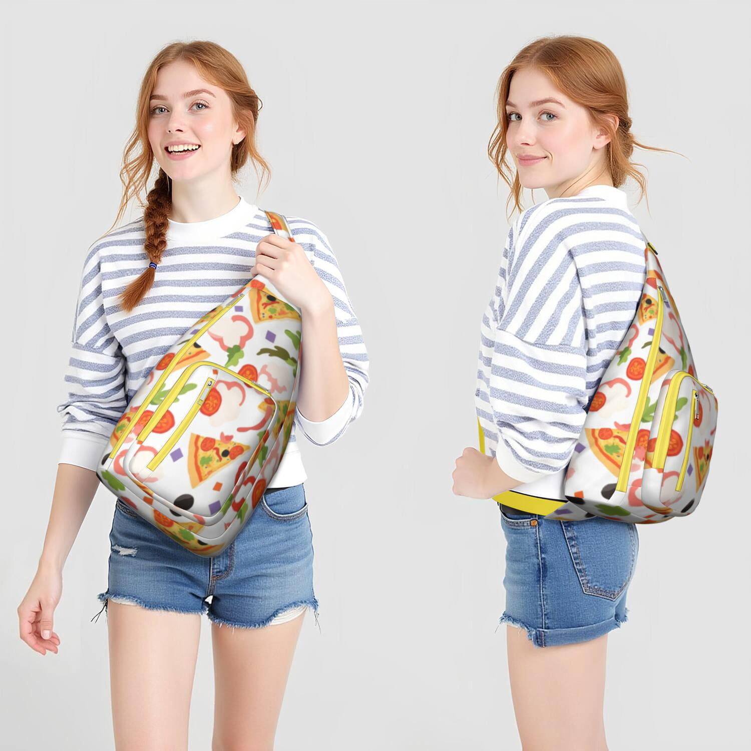 Fashion Sling Backpack Pizza Crossbody Bag for Travel Adjustable Lightweight Travel Hiking Casual Daypack for Young People