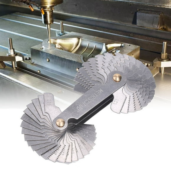 Metric Imperial Thread Gauge, Universal Stainless Steel Metric Imperial Screw Gauge Check Size Durable with Locking Device for Measurement