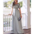 thumbnail image 3 of Vedolay Women'S Dresses Women Formal Spring Summer Dresses V Neck 3/4 Long Sleeve Ruffle Floral Flowy Dress,Gray S, 3 of 5