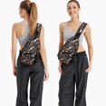 thumbnail image 6 of Sling Backpack,Halloween Autumn Pattern Sling Bag with Water Bottle Holder,Waterproof Sling Bag for Men/Women with Headphone Jack for Hiking,Travel, 6 of 6