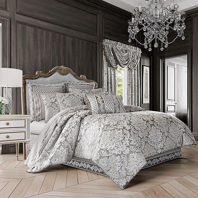 Bel Air Full Comforter Set In Silver, Queen Bed Set Silver