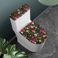 thumbnail image 2 of HELLHERO Mushroom Floral Polyester Toilet Lid Cover Set & Dust-Proof Toilet Top Cover & Elastic Bottom for Toilet Stretch, 2 of 8