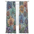 thumbnail image 2 of Vintage Colorful Floral Sheer Curtains 84 Inches Long 2 Panels Set, Window Sheer Curtains for Living Room/Bedroom, Spring Boho Vintage Abstract Art Light Filtering Rod Pocket Curtain 52''x84''x2, 2 of 8