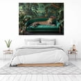 thumbnail image 3 of Mudket Framed Leopard on Green Velvet Sofa Canvas Wall Art, Jungle Leopard Print Living Room Decor, Wild Animal Wall Art Ready to Hang - 12"L x 8"W, 3 of 10
