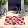 thumbnail image 2 of Red Strawberry Plants Fruit Flower Pink Flannel Non Slip Door Rugs,Washable Door Mats Indoor,Decorative Door Mats,Dirt-Resistant and Absorbent Doormat for Entrance,Bedroom,Kitchen,Bathroom,31.5"x17", 2 of 4