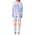 thumbnail image 3 of INSPIRE CHIC Women's Pajamas Set Tie Dye Long Sleeve Round Neck Drawstring Long Pants Pajamas Loungewear M Blue, 3 of 6