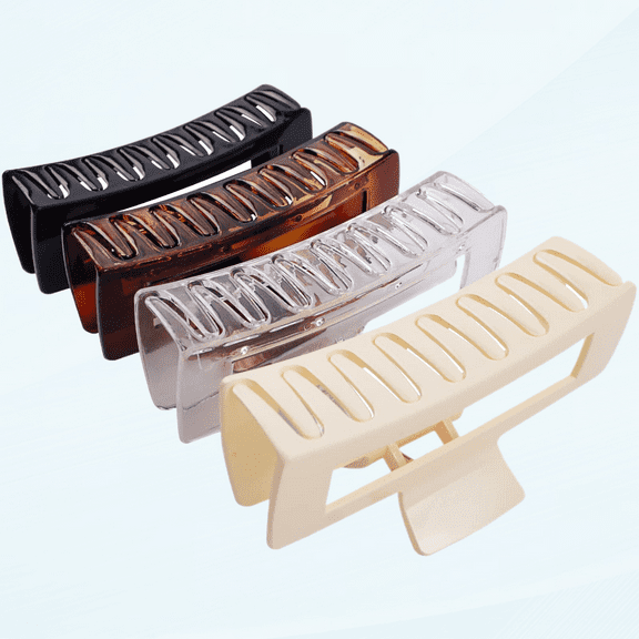 4 Pack Extra Large Hair Claw for Women, 5'' Strong Hold Bright Clamps for Thick and Long Hair, 90's Non-slip Square Jaw Clips for Curly Hair,