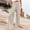 Beige, variant on Womens Linen Pants Summer Smocked High Waisted Wide Leg Pants Ruffle Hem Palazzo Pant Boho Flowy Beach Trousers Green S