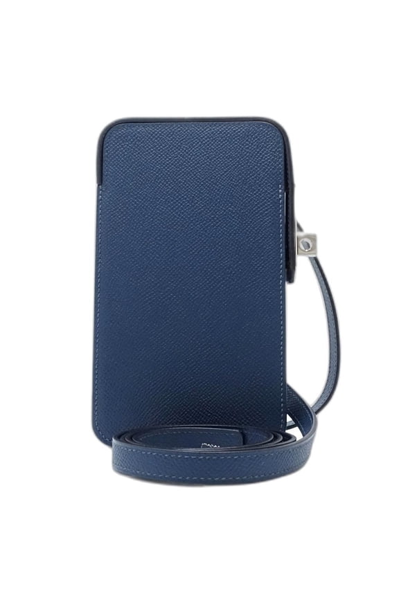 Pre-Owned HERMES Aka Box WNN005 Pochette Shoulder Bag in Leather, Blue de Plus,...