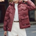 thumbnail image 6 of Enjoytime Jackets for Women Solid Color Stand Up Collar Full Zip Outerwear Long Sleeve Thicken Warm Fall Coats Winter Plus Size Clothes with Removable Hood Wine XXL, 6 of 8