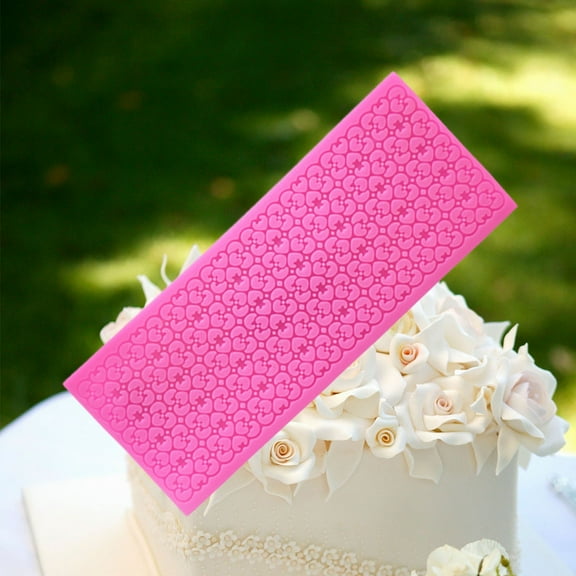 Masteelf Lace Pattern Silicone Molds Cake Decorating Tools Bakeware Cupcake Dessert Chocolate Fondant Mold (Pink)