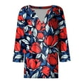 thumbnail image 5 of CYMMPU 3/4 Sleeve V Neck Blouses for Women Dressy Casual Spring Tops Flower Pattern Tunic Tops Fall Fashion Shirts Loose Fit Business Elegant Work Topss Multicolor XXXXL, 5 of 5