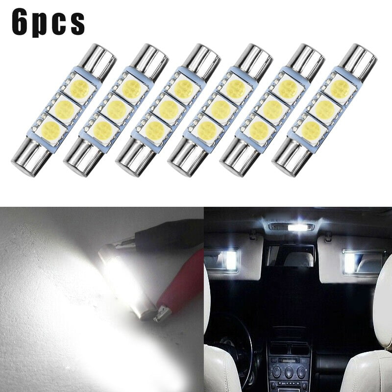 Fule 6pcs Xenon White 3SMD 6641 6614F LED Bulb Sun Visor Makeup Mirror