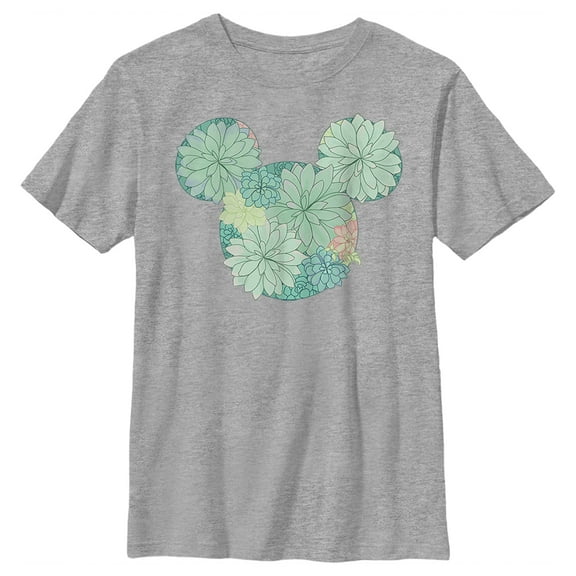 Boy's Mickey & Friends Botanical Logo  Graphic Tee Athletic Heather Medium