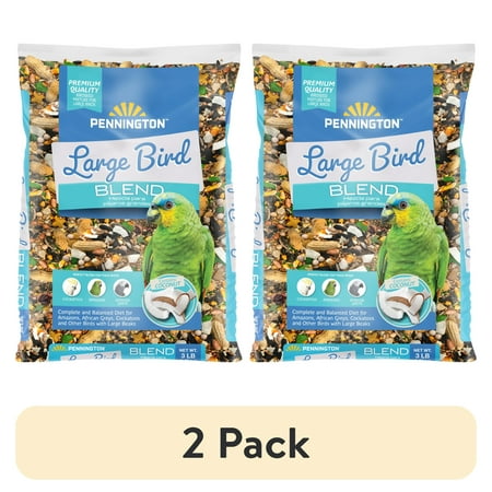(2 pack) Pennington Large Bird Everyday Blend Bird Food for Parrots, Cockatoos; 3 lb. Bag