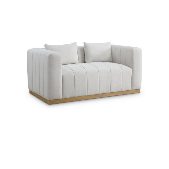 Meridian Furniture Lucia Cream Linen Textured Fabric Loveseat