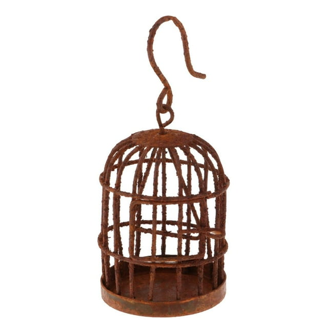 1: 6 Jaula de pájaros Kits de para pájaros Tono de bronce en miniatura Yotijar Dollhouse Bird Cage