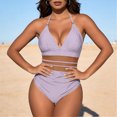 thumbnail image 2 of Xdegoge One Piece Swimsuit for Women, High Waisted with Cut Out Midriff, Deep V Neck, Halter Straps, Tummy Control, Modest Beachwear Summer Swimming Swim Suit with Padding, 2 of 5